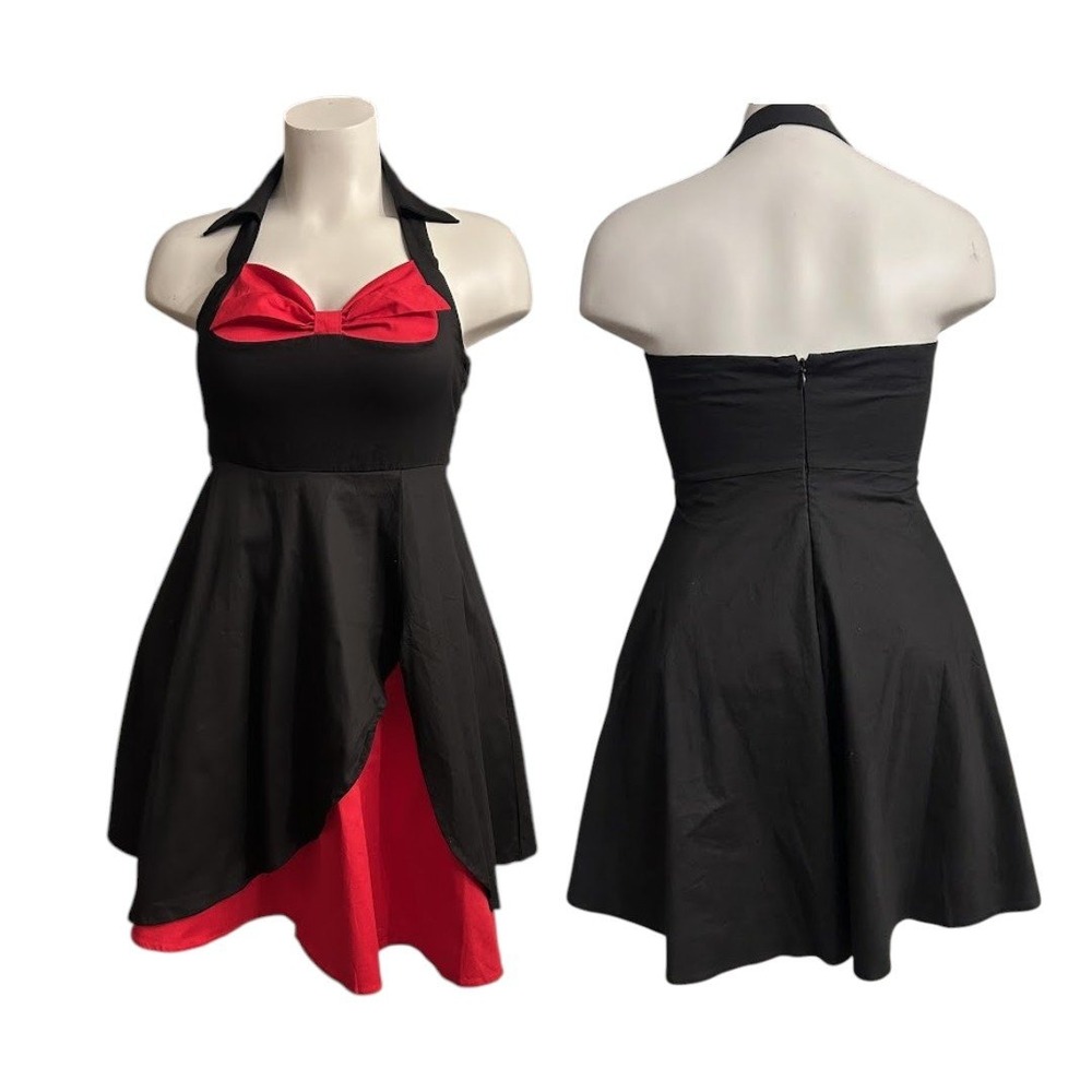 Rockabilly Pinup Halter Dress Large Retro 50s Style Swing Dress 1950s